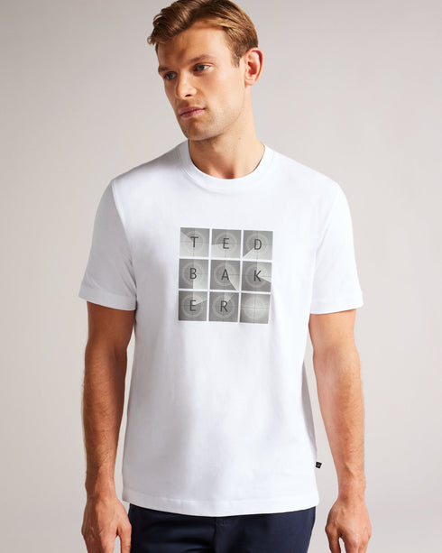 FAROW-Tops-Our FAROW T-shirt is crafted from 100% cotton and has a regular fit for chilled weekends and lounging around. It features a short-sleeved design with branded film countdown graphic at the front. Adding to basket in 3, 2, 1...The fabric of this product is made of 100% organic cotton. Organic cotton has a proven lower environmental impact than conventional cotton, as it reduces water usage, greenhouse gas emissions, and eliminates the use of harmful chemicals in the farming process. T-shirt 100% co